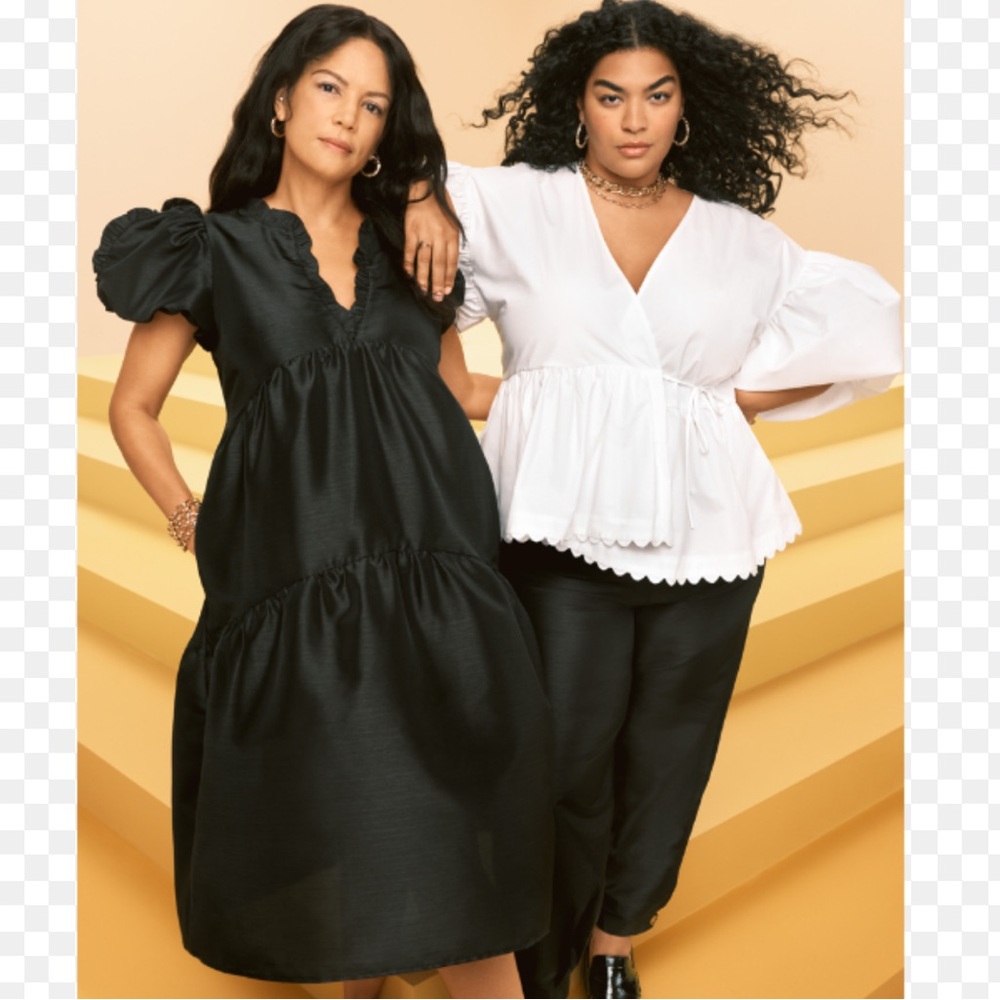 Kika Vargas x Target - Black Tiered Ruffle Edge Puff Sleeve Midi Dress
